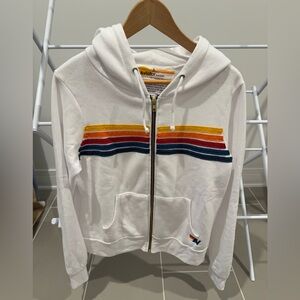 NWOT Aviator Nation 5 stripe hoodie, white, small
